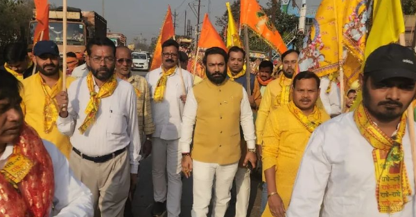 बीरगांव में आयोजित श्रीमद्भागवत पुराण के शुभारंभ दिवस